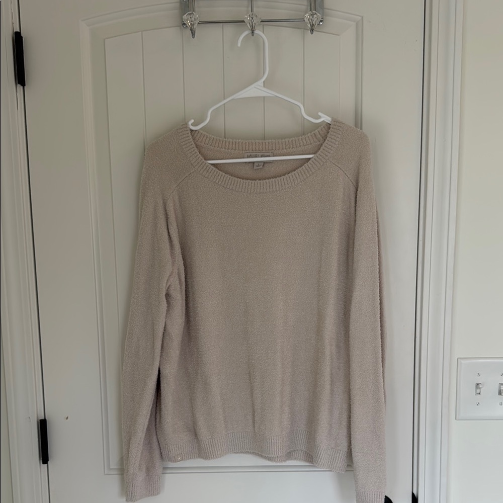 Barefoot Dreams Cream Crew Neck Sweater and pants Lightweight Knit